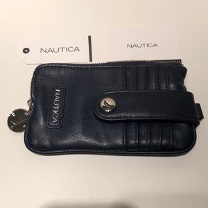 NWT Phone case navy faux leather 6.5” x 4”